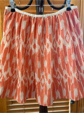 J. Crew Coral and Cream Abstract Print Burnout Skater Skirt Size 6